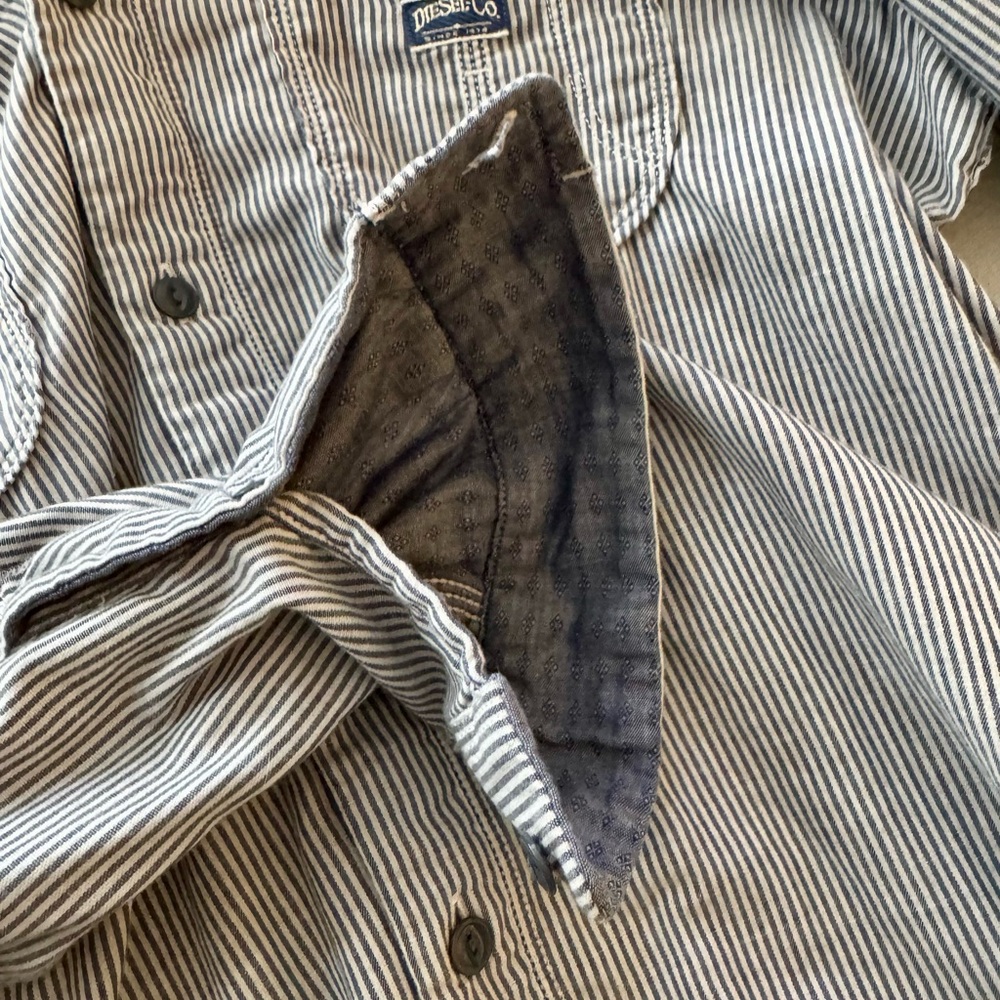 Diesel Men's Striped Gray Shirt size L - Picture 8 of 10